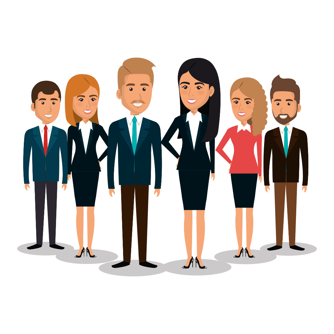 Group of employees front posed illustration