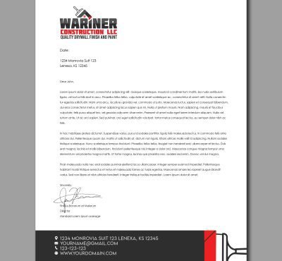 Warner Construction LLC Letterhead