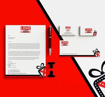 Sophisticated minimal Stationery Design of a brand with red white background